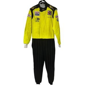 Go Kart Black & Yellow Vintage One Piece quilted Racing Suit